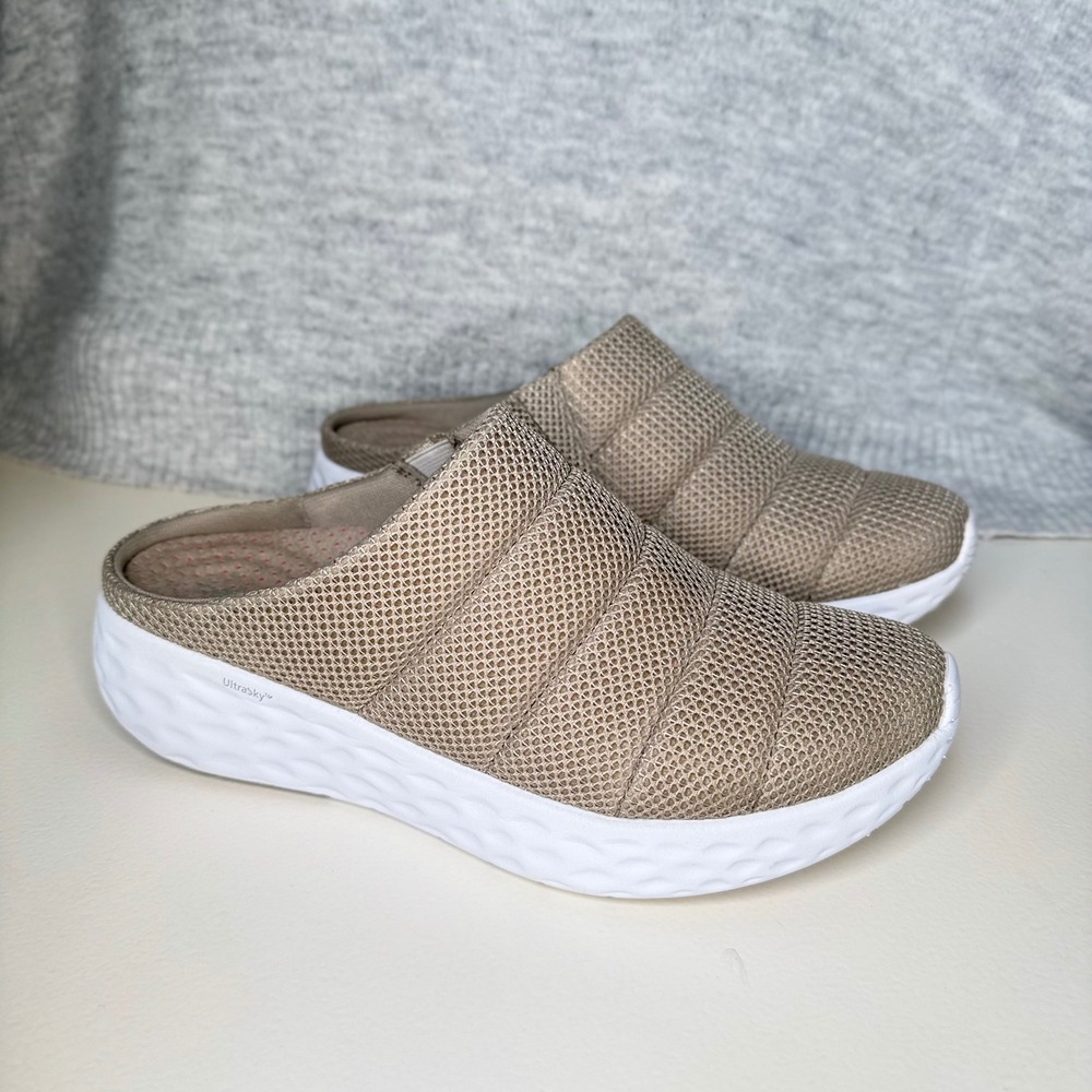 Aetrex Harley Taupe Mesh Orthotic Mules Slip On Sneakers AP602W Womens 10.5-11